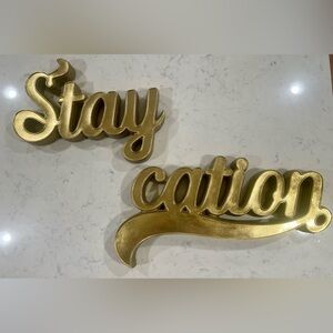 Pottery Barn Teen The Emily & Merrit “Staycation” Brushed Gold Wall Decor